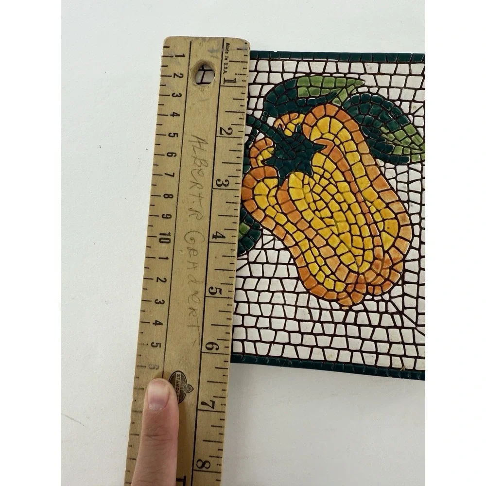 Pier 1 Hand‎ Painted Mosaic 2 Piece Trivet Set - Made in Italy 6